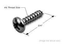 Screw: #6x3/4", Phillips/Round Head, Wood Screw, SCREW003 preview image